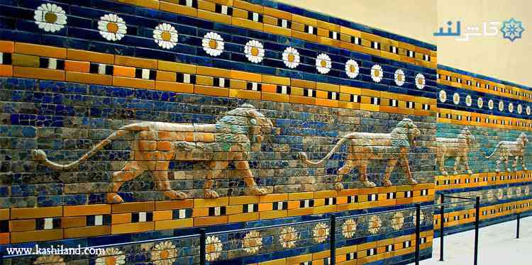 آجرهای لعابدار رژه شیران ورودی دروازه ایشتار بابل