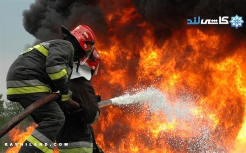 مهار آتش سوزی در شرکت تولید کاشی و سرامیک بروجن